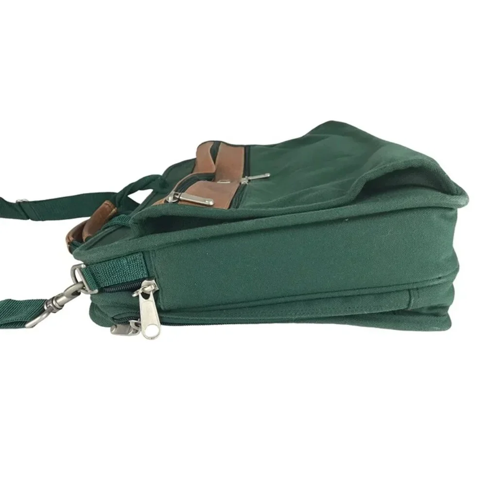 PORT Mens Green Brown Protection‎ System Laptop Sleeve Messenger Bag
